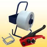 1 Rolle Textil Polyesterband 16 mm, 1 Bandspanner, 200 Klemmen